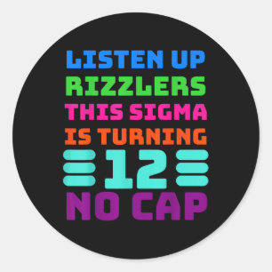 Pegatina Redonda Camisa de cumpleaños divertida de 12 años - Rizz, 