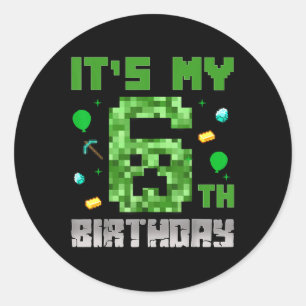 Pegatina Redonda Camisa de cumpleaños es mi video juego de cumpleañ