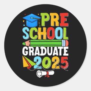 Pegatina Redonda Camisa de Graduación Preescolar 2025 Niños Niños P