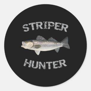 Pegatina Redonda Camisa de pesca Striper Hunter Rayada B Striper