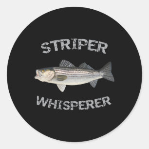 Pegatina Redonda Camisa de pesca Striper Whisperer rayada B Striper