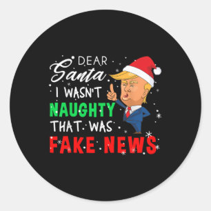 Pegatina Redonda Camisa de pijamas Navidades de Trump - Querida cam