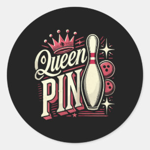 Pegatina Redonda Camisa de Reina Pin Bolera Liga de Bolos Para Boli