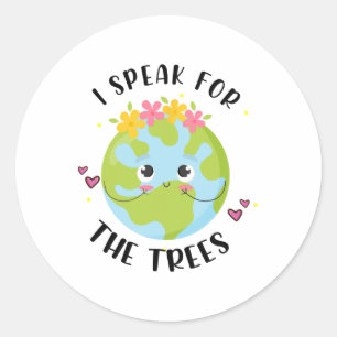 Pegatina Redonda Camisa del Día de la Tierra: hablo por el Chica de