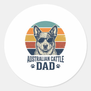 Pegatina Redonda Camisa del padre del perro del ganado australiano