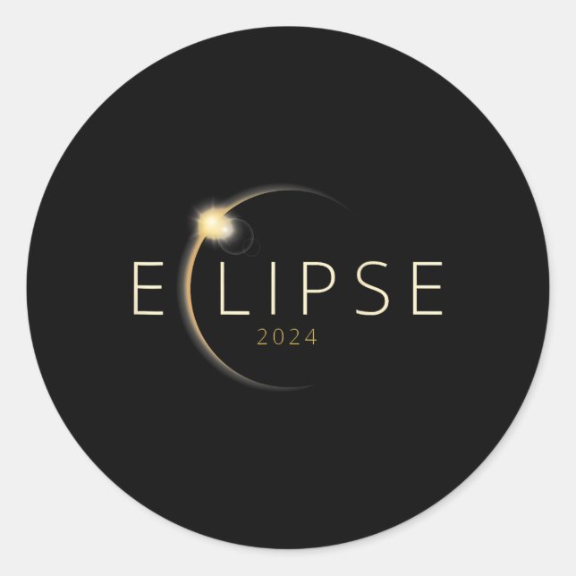 Pegatina Redonda Camisa Eclipse Solar 2024 Eclipse Solar Total 4 08 (Anverso)