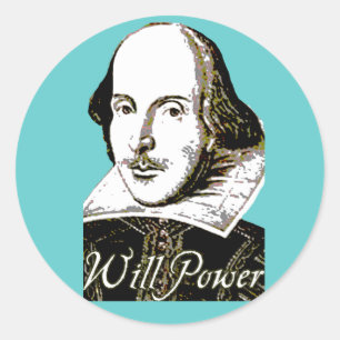 Pegatina Redonda Camisa William Shakespeare Will Power