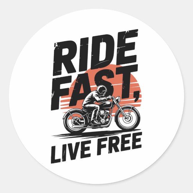 Pegatina Redonda Camisas Bicyclist Fast Live Free (Anverso)