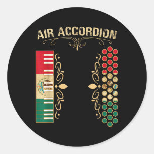 Pegatina Redonda Camisas De Acordeón De Aire Vintage De Bandera Mex