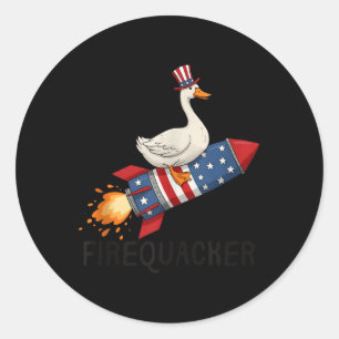 Pegatina Redonda Camisas De Firequacker, Graciosa Cosa 4 De Julio T