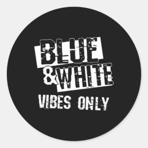 Pegatina Redonda Camisas De Grupo Del Día Del Juego Azul Y Blanco P