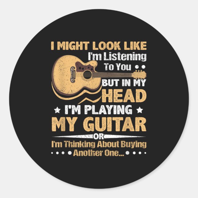 Pegatina Redonda Camisas De Guitarra Para Hombres - Gráfica De Guit (Anverso)