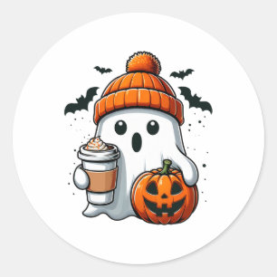 Pegatina Redonda Camisas de Halloween retro adoran calabaza de bebi
