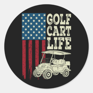 Pegatina Redonda Camisas de la vida en el carro de golf Hombres Niñ