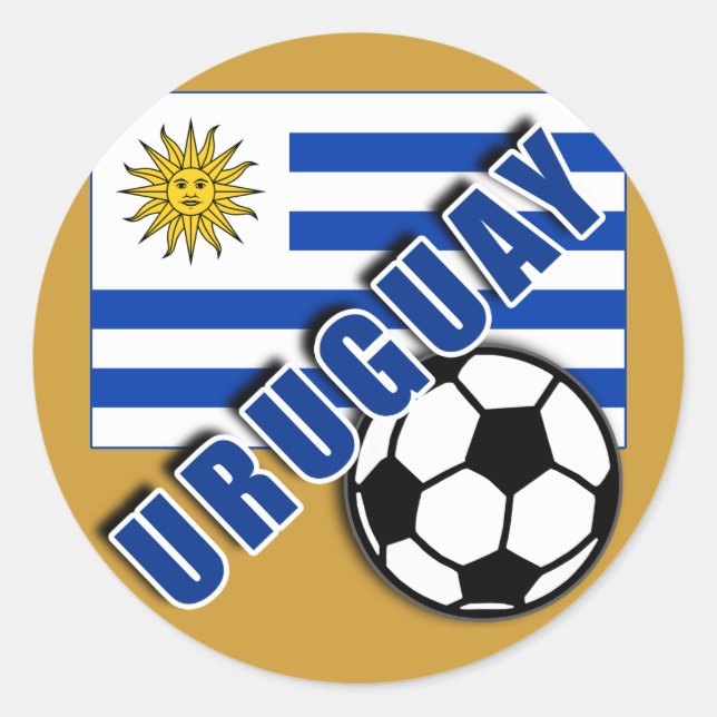 Pegatina Redonda Camisas de los hinchas del fútbol mundial URUGUAY (Anverso)