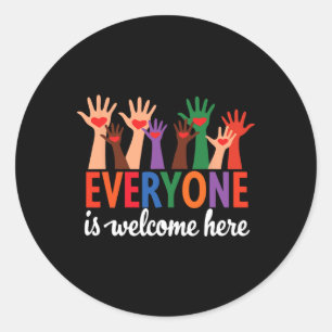 Pegatina Redonda Camisas de Maestros Idaho Todos Son Bienvenidos Aq