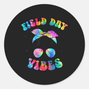 Pegatina Redonda Camisas De Vibes De Día De Campo Para Niños Maestr