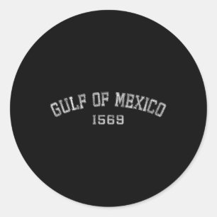 Pegatina Redonda Camisas del Mapa Histórico del Golfo De México 156