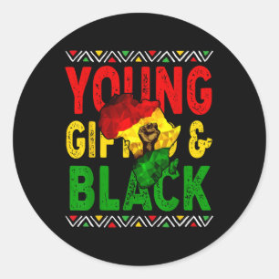 Pegatina Redonda Camisas Jóvenes Gifted Y Black History Mont