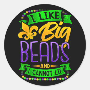 Pegatina Redonda Camisas Mardi Gras Me Gustan Las Bajas Y No Puedo