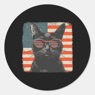 Pegatina Redonda Camisas Patrióticas De Gato Negro 4 De Julio Hombr