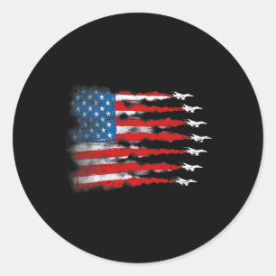 Pegatina Redonda Camisas Patrióticas Hombres Jet Red White Blue Ban