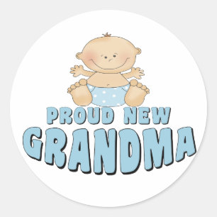 Pegatina Redonda Camiseta Abuela Nueva ORGULLOSA