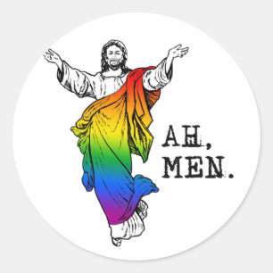 Pegatina Redonda Camiseta Ah Hombres