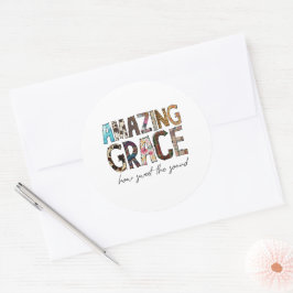 Pegatina Redonda Camiseta Amazing Grace How Sweet The Sound
