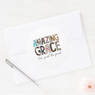 Pegatina Redonda Camiseta Amazing Grace How Sweet The Sound