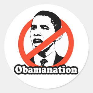 PEGATINA REDONDA CAMISETA ANTI-OBAMA / OBAMANATION