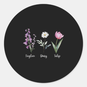 Pegatina Redonda Camiseta Anti Trump Floral Sutil Flores Dedalera D