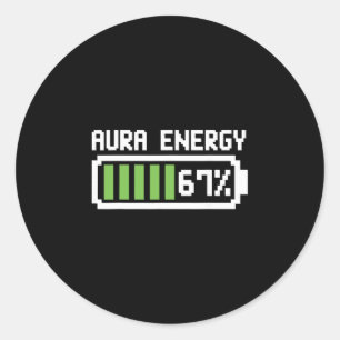 Pegatina Redonda Camiseta Aura Energy 67 Meme Divertido Seis Siete 
