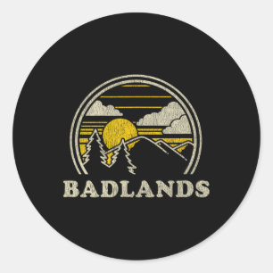 Pegatina Redonda Camiseta Badlands South Dakota Sd Vintage Senderis