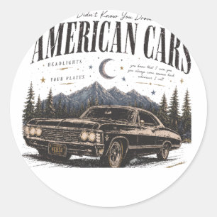 Pegatina Redonda Camiseta básica de hombre amiracn cars