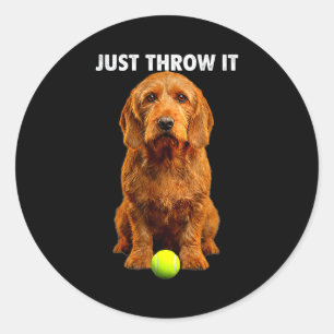 Pegatina Redonda Camiseta Basset fauve de bretagne tíralo busca per