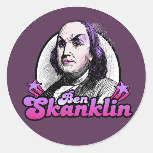Pegatina Redonda Camiseta Ben Skanklin