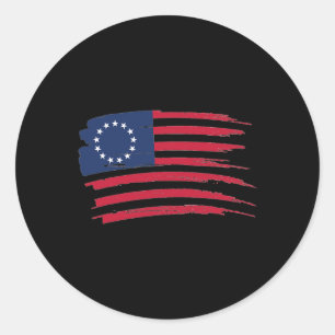 Pegatina Redonda Camiseta Betsy Ross 4 De Julio Bandera Americana 1