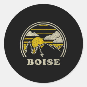 Pegatina Redonda Camiseta Boise Idaho Id Vintage Senderismo Montaña