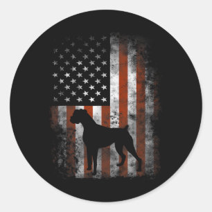 Pegatina Redonda Camiseta Boxer Bandera Americana Usa 4 De Julio Re