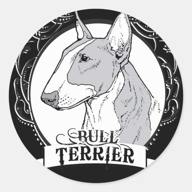 Pegatina Redonda Camiseta Bull Terrier (Anverso)