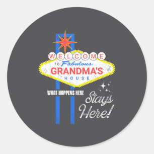 Pegatina Redonda Camiseta Casa de la Abuela Vegas Abuela Divertida