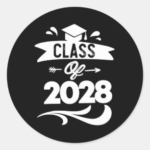 Pegatina Redonda Camiseta Clase de 2028 Senior 2028 Graduación