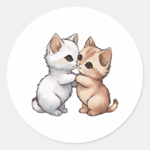 Pegatina Redonda Camiseta Clásica Cute Munchkin Cat