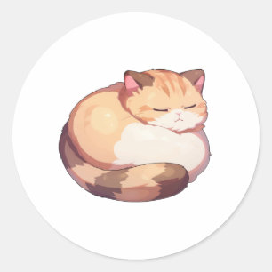 Pegatina Redonda Camiseta Clásica de Camiseta Cute Munchkin Cat Sle
