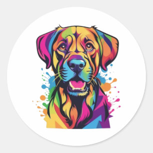 Pegatina Redonda Camiseta Clásica de Labrador (1)
