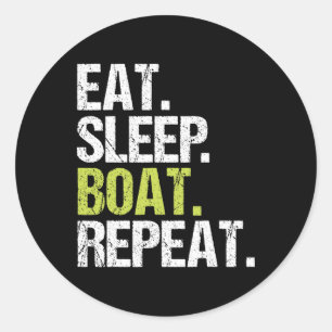 Pegatina Redonda Camiseta Come Duerme Barco Repite Barco Marinero N
