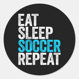 Pegatina Redonda Camiseta Come Duerme Fútbol Repite Hombre Mujer Ni