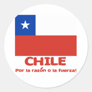 Pegatina Redonda Camiseta con bandera chilena