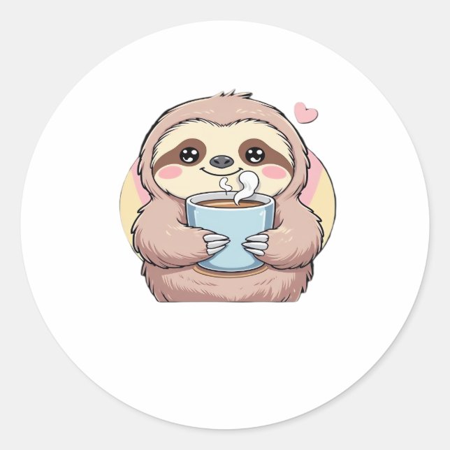 Pegatina Redonda Camiseta con café espumoso � divertida alimentada  (Anverso)
